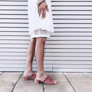 Dune London Pink velvet mules slides size 40